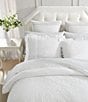 Color:White - Image 1 - Eyelet Ruffle Microfiber Embroidered Trimmed Comforter Mini Set