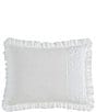 Color:White - Image 3 - Eyelet Ruffle Microfiber Embroidered Trimmed Comforter Mini Set