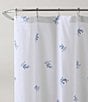 Color:Blue/White - Image 4 - Flora Cotton Twill Shower Curtain