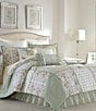 Color:Sage - Image 1 - Harper Floral Patchwork Comforter Set