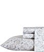 Color:Light Grey - Image 1 - Quartet Cotton Sateen Floral Pattern Sheet Set