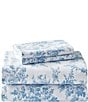 Color:Light Blue - Image 1 - Vanessa Floral Chinoiserie Flannel Cotton Sheet Set