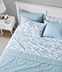Color:Light Blue - Image 3 - Vanessa Floral Chinoiserie Flannel Cotton Sheet Set