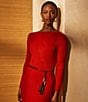 Lauren Ralph Lauren .5#double; Braided Leather Tassel-Tie Belt, Color:Black - Image 2