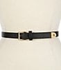 Color:Black - Image 1 - 0.75#double; Pebbled Leather Skinny Belt
