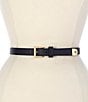 Color:Navy - Image 1 - 0.75#double; Pebbled Leather Skinny Belt