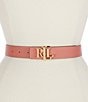 Color:Navy/Pink Mahogany - Image 2 - 1#double; Logo Reversible Pebbled Leather Belt