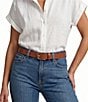 Lauren Ralph Lauren Modern Rounded Buckle Skinny Leather Belt - Image 4