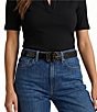 Lauren Ralph Lauren 1.25#double; Slide-Buckle Croc-Embossed Leather Belt - Image 1