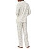 Color:Floral Print - Image 2 - 3/4 Sleeve Notch Collar Long Pant Knit Floral Pajama Set