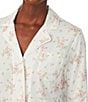 Color:Floral Print - Image 3 - 3/4 Sleeve Notch Collar Long Pant Knit Floral Pajama Set