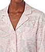 Color:Blush/Print - Image 3 - 3/4 Sleeve Notch Collar Long Pant Knit Paisley Pajama Set