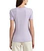 Color:Lavender/Cream - Image 2 - Alli Stripe Short Sleeve Crew Neck Tee Shirt