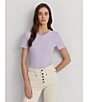 Color:Lavender/Cream - Image 4 - Alli Stripe Short Sleeve Crew Neck Tee Shirt