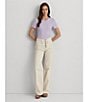 Color:Lavender/Cream - Image 5 - Alli Stripe Short Sleeve Crew Neck Tee Shirt