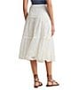 Color:White - Image 2 - Allover Eyelet Embroidered Mesh Tiered A-Line Midi Skirt