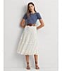 Color:White - Image 4 - Allover Eyelet Embroidered Mesh Tiered A-Line Midi Skirt