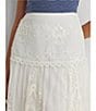 Color:White - Image 5 - Allover Eyelet Embroidered Mesh Tiered A-Line Midi Skirt