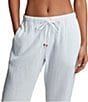 Color:White - Image 3 - Bay Stripe Double Gauze Swim Cover-Up Ankle Tie Pant