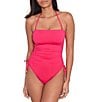 Color:Passionfruit - Image 1 - Beach Club Solids Ruched Side Tie Strapless One Piece Swimsuit