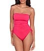 Color:Passionfruit - Image 4 - Beach Club Solids Ruched Side Tie Strapless One Piece Swimsuit