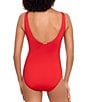 Lauren Ralph Lauren Beach Club Solids Underwire Ruffle Surplice V-Neck One Piece Swimsuit, Color:Red - Image 2