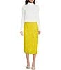 Color:Lemon Daffodil - Image 3 - Beaded Mesh Midi A Line Skirt