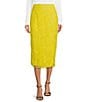 Color:Lemon Daffodil - Image 1 - Beaded Mesh Midi A Line Skirt