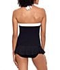 Color:Black - Image 2 - Bel Air Shirred Bandeau Halter Peplum One Piece Swimsuit