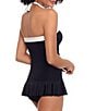 Color:Black - Image 3 - Bel Air Shirred Bandeau Halter Peplum One Piece Swimsuit