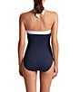 Lauren Ralph Lauren Bel Aire Shirred Contrast Trim Bandeau One Piece Swimsuit, Color:Dark Navy - Image 2