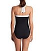 Lauren Ralph Lauren Bel Aire Shirred Contrast Trim Bandeau One Piece Swimsuit, Color:Black - Image 2