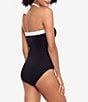 Color:Black - Image 3 - Bel Aire Shirred Contrast Trim Bandeau One Piece Swimsuit