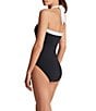 Color:Black - Image 3 - Bel Aire Shirred Contrast Trim Bandeau One Piece Swimsuit