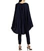 Color:Navy - Image 2 - Boat Neck Sleeveless Belted Cape Jumpsuit