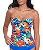 Color:Multi - Image 3 - Bold Abstract Floral Print Twist Bandini Swim Top