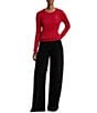Lauren Ralph Lauren Cable Knit Crew Neck Long Sleeves Shoulder Button Sweater Top - Image 3