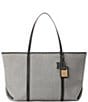 Color:Natural/Black - Image 1 - Canvas & Leather Extra-Large Emerie Tote Bag
