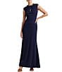 Color:Refined Navy - Image 1 - Chain Trim Round Neck Cap Sleeve Dress