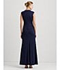 Color:Refined Navy - Image 5 - Chain Trim Round Neck Cap Sleeve Dress
