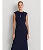 Color:Refined Navy - Image 6 - Chain Trim Round Neck Cap Sleeve Dress