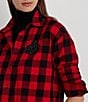 Color:Red/Black - Image 5 - Check Point Collar Long Sleeve Shirt