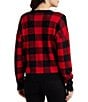 Color:Black/Martin Red - Image 2 - Checked Crew Neckline Long Sleeve Sweater