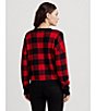 Color:Black/Martin Red - Image 5 - Checked Crew Neckline Long Sleeve Sweater