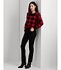Color:Black/Martin Red - Image 6 - Checked Crew Neckline Long Sleeve Sweater