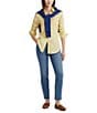Color:Primrose Yellow Multi - Image 3 - Classic Fit Point Collar Striped Broadcloth Button Front Shirt