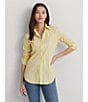 Color:Primrose Yellow Multi - Image 4 - Classic Fit Point Collar Striped Broadcloth Button Front Shirt