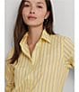 Color:Primrose Yellow Multi - Image 6 - Classic Fit Point Collar Striped Broadcloth Button Front Shirt