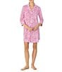 Lauren Ralph Lauren Classic Notch Collar 3/4 Sleeve Button-Front Paisley Print Nightshirt, Color:Pink Paisley - Image 1