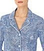 Lauren Ralph Lauren Classic Notch Collar 3/4 Sleeve Button-Front Paisley Print Nightshirt, Color:Blue Paisley - Image 3